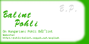 balint pohli business card